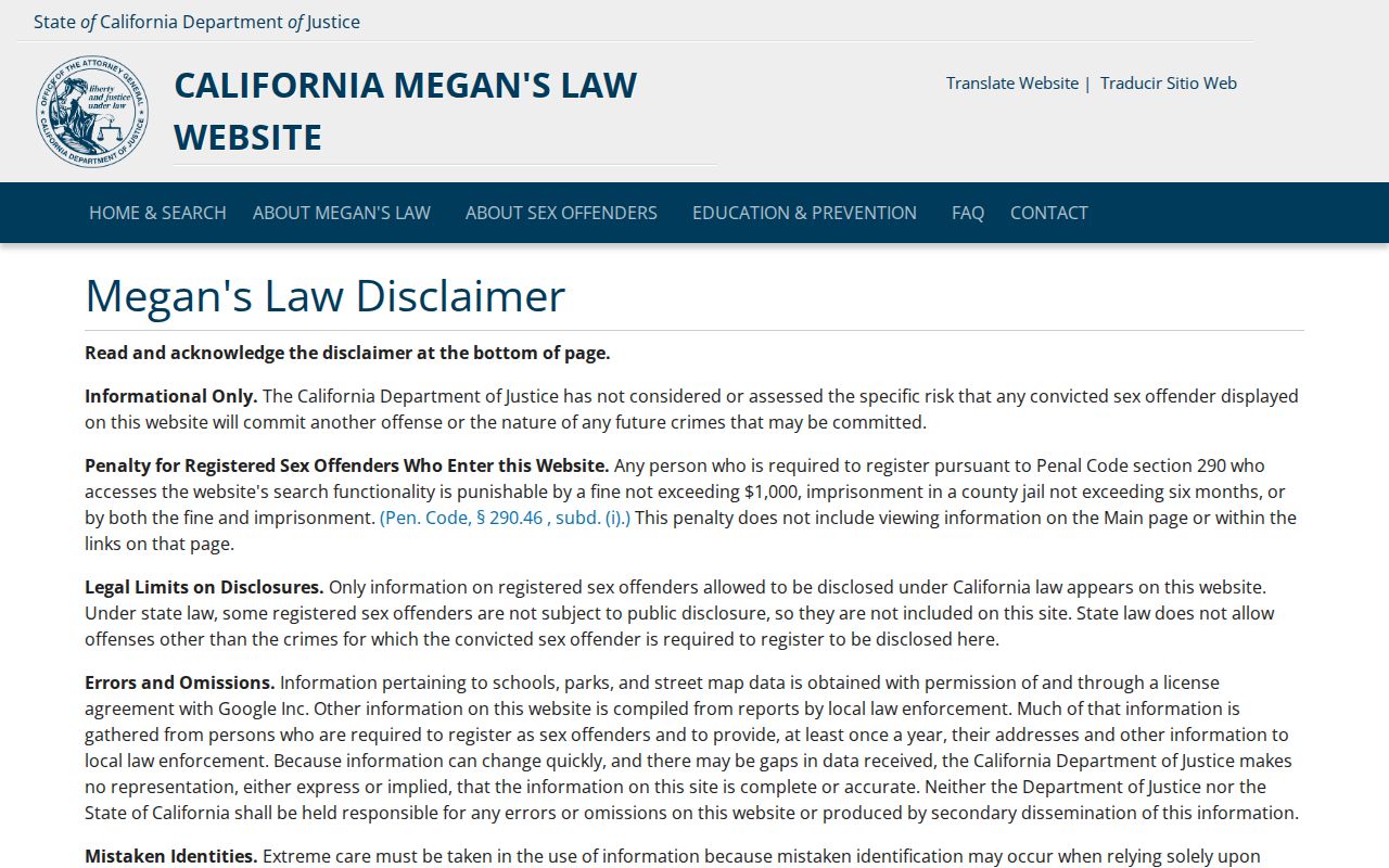 Contra Costa County resident lookup official California Megan's Law registry