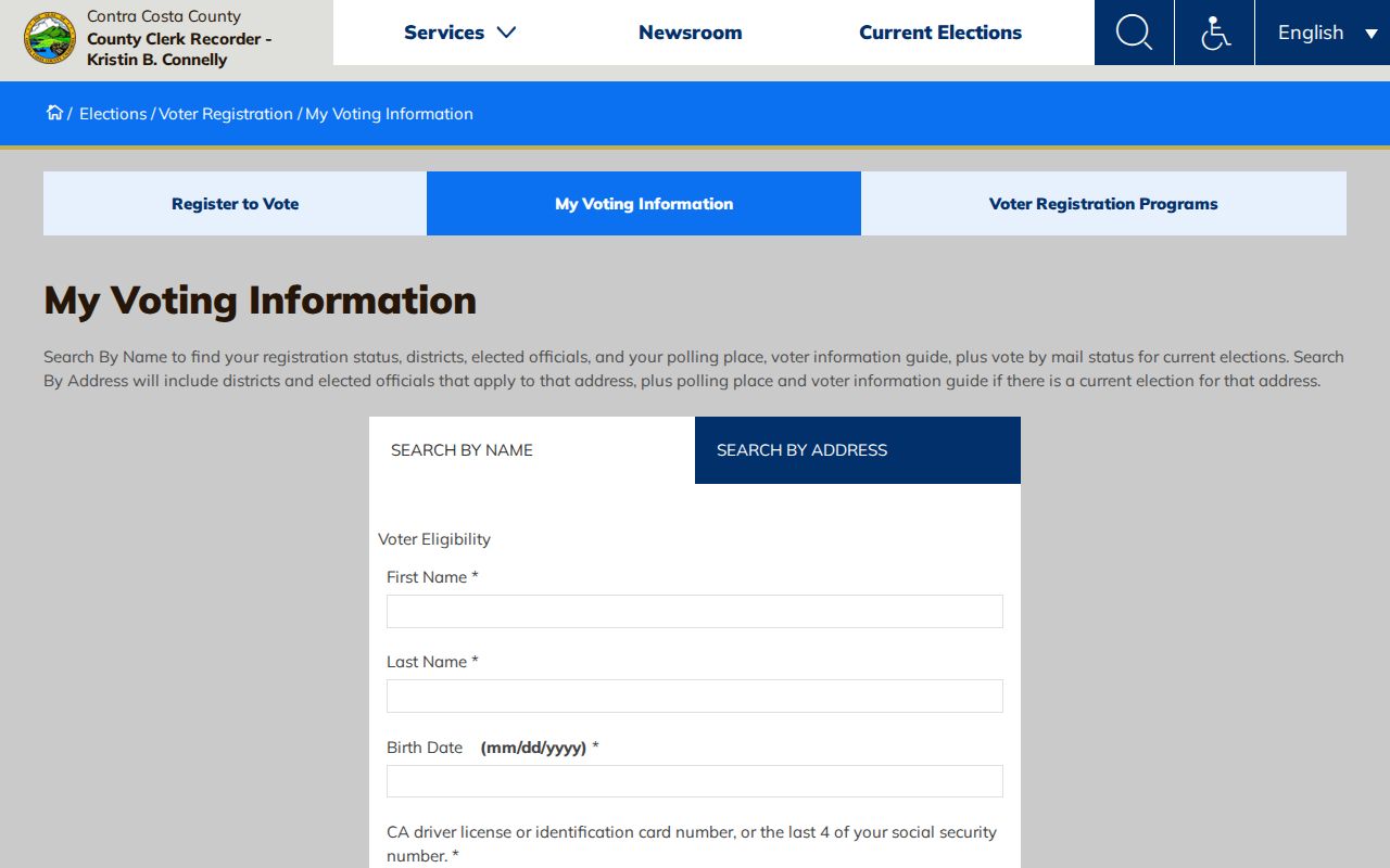 Contra Costa County resident lookup county voter information search
