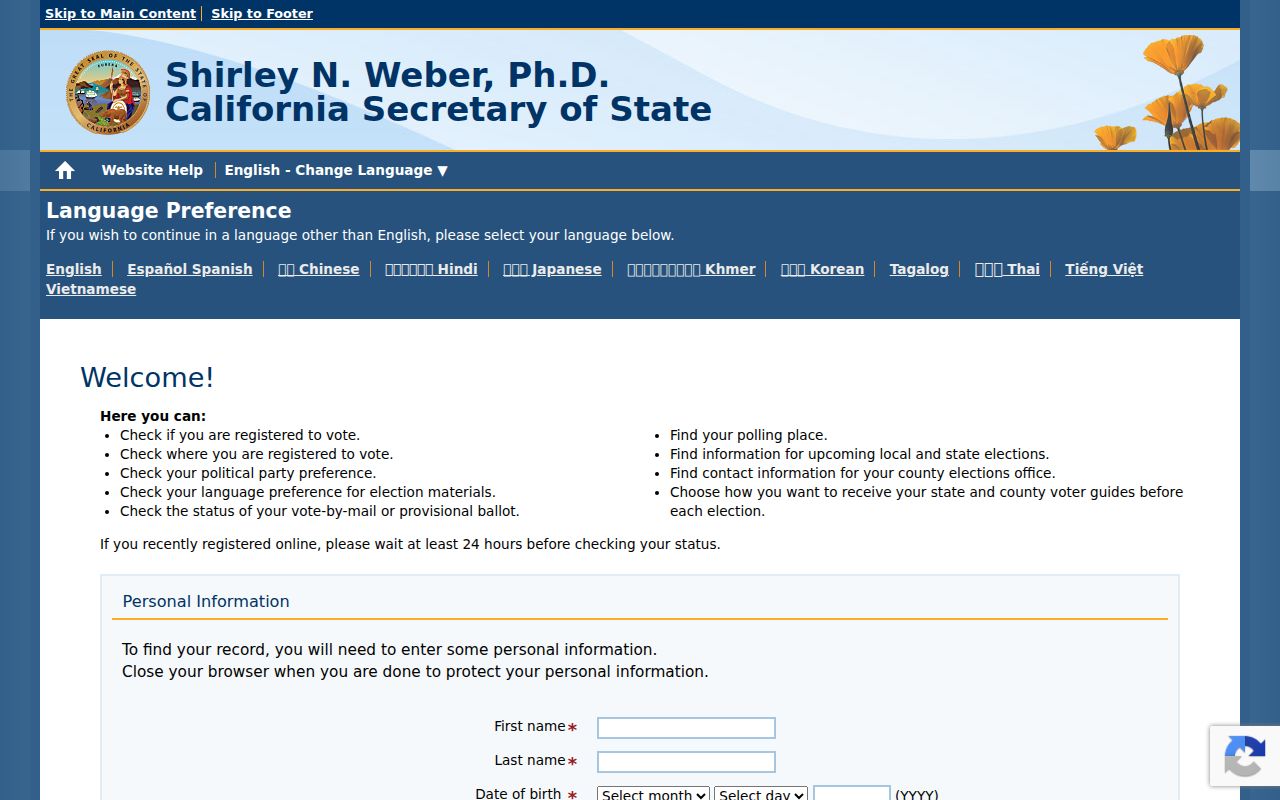 Contra Costa County resident lookup California voter status search