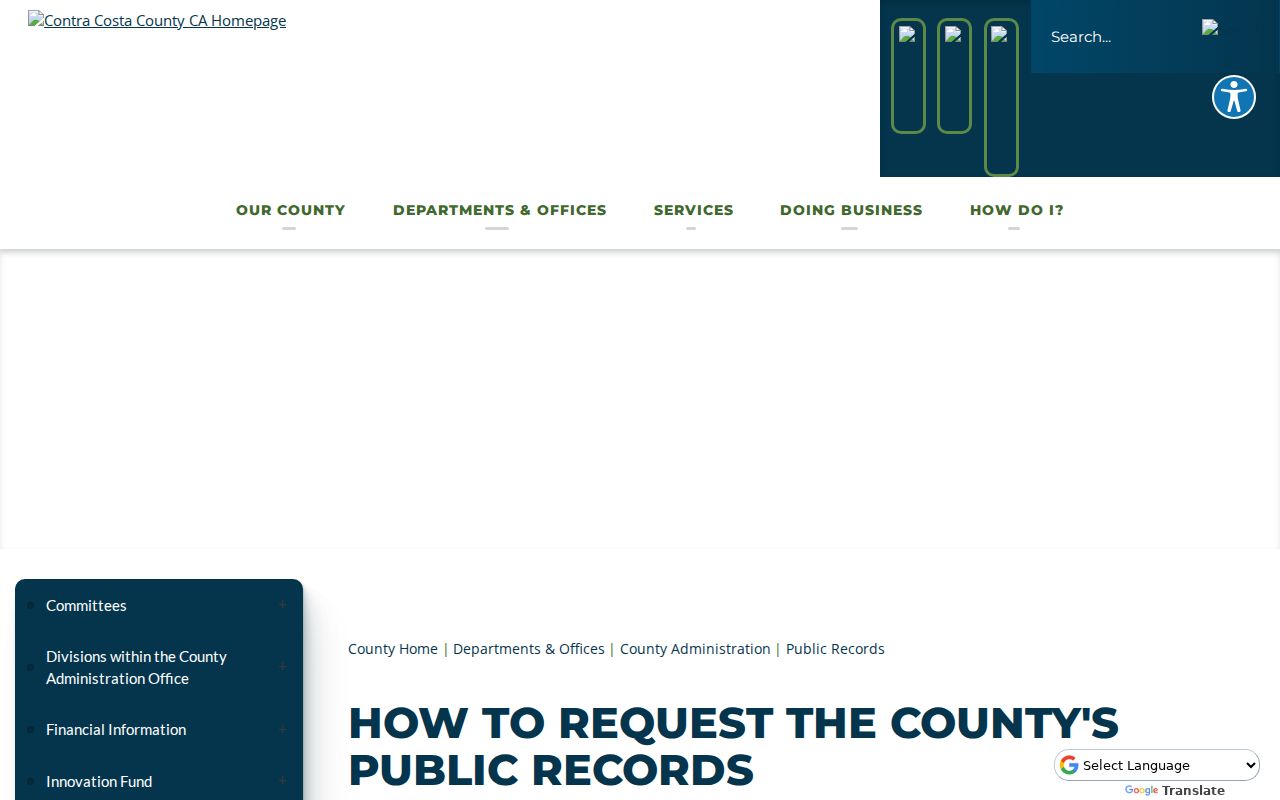 Contra Costa County street directory public-record access guidance